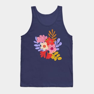 Wild maximalist colorful flowers in blue Tank Top